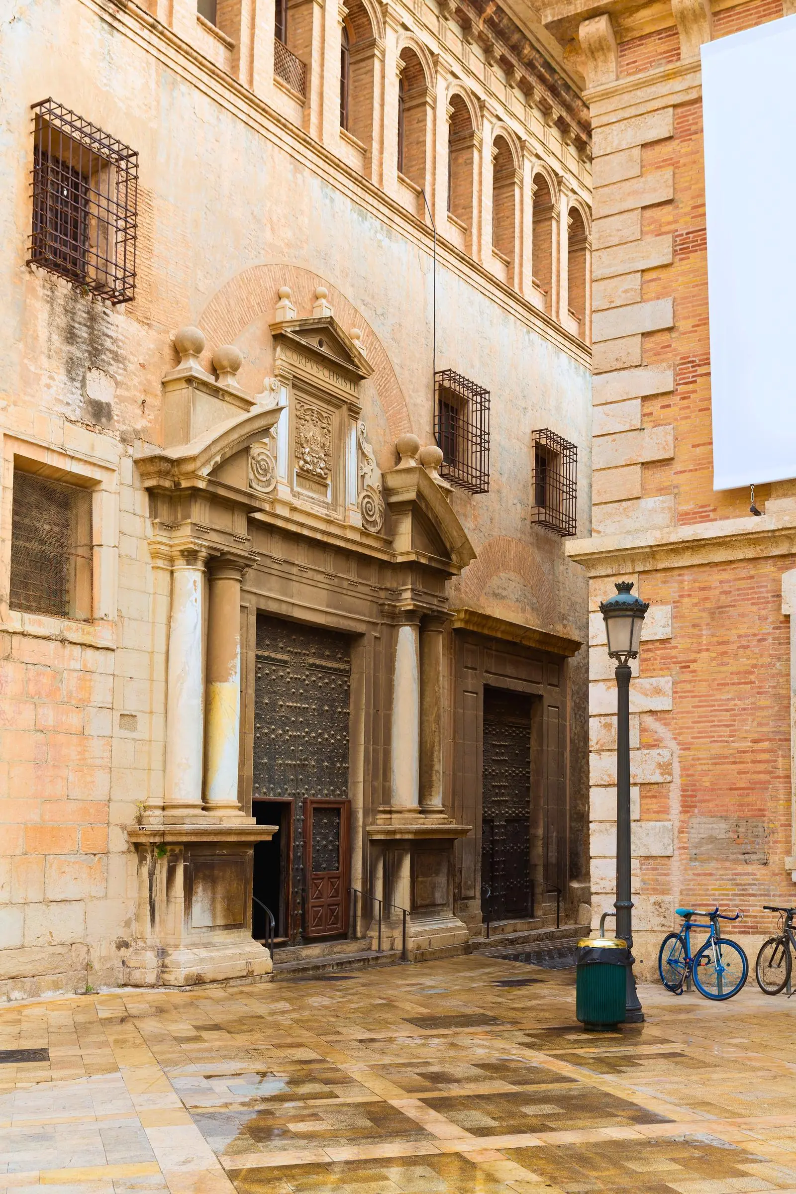 El Patriarca Exterior Facade The stone exterior facade and Renaissance entrance portal of the Royal Seminary of Corpus Christi in Valencia