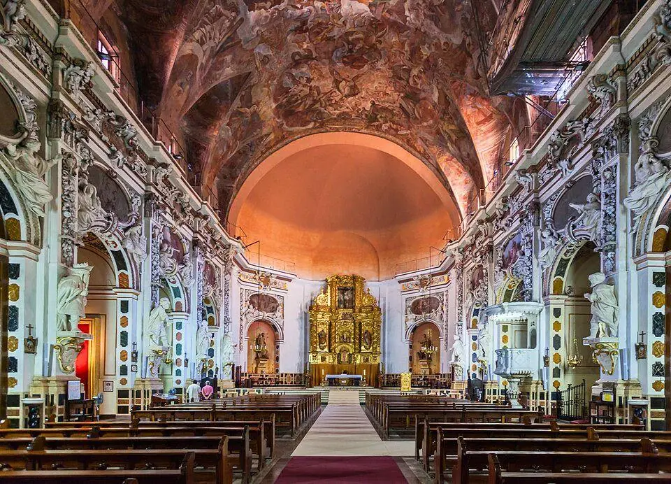Restored Antonio Palomino frescoes on the ceiling