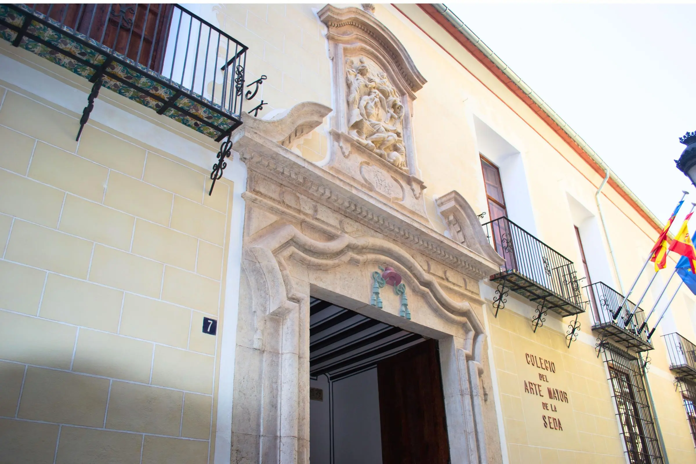 Silk Museum of Valencia The historic facade and courtyard of the College of High Silk Art in Valencia